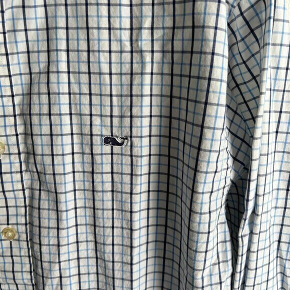 Vineyard Vines Men's Adult‎ Sz M Button Shirt Long Sleeve Plaid Blue - Picture 5 of 6
